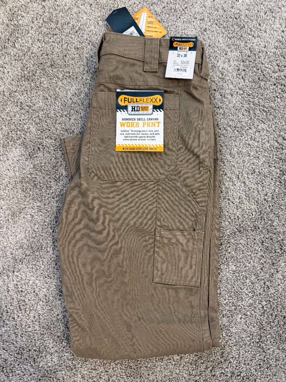 New mens work pant ‘heavy duty’ full flexx 32x30 dark khaki